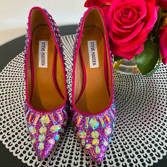 Steve Madden Galaxxie Glitzy Glam Fuchsia Party Pumps (Size 6).🌹 - Picture 4 of 16